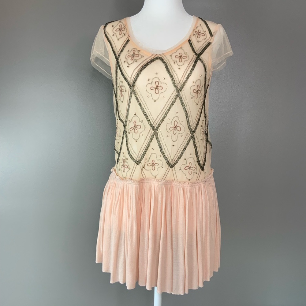 Free People beaded mesh top